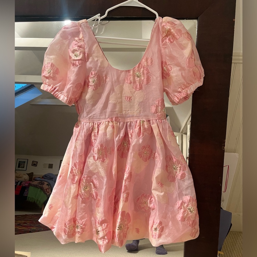 Pink floral mini dress